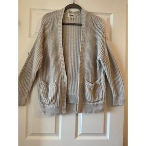 PINK Victoria's Secret Gray Chunky Knit Open Front Cardigan Sweater Womens XS